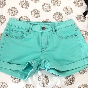 Bright teal shorts